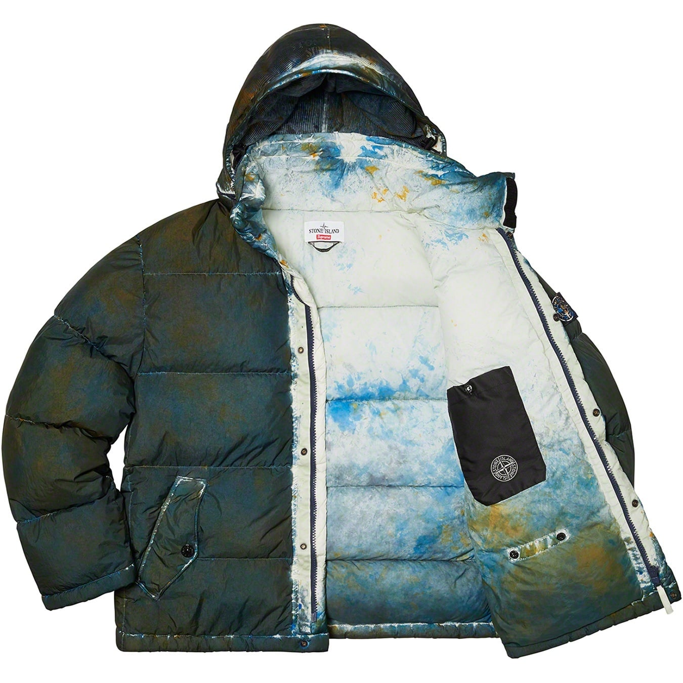 Supreme®/Stone Island® Painted Camo Crinkle Down Jacket view 4